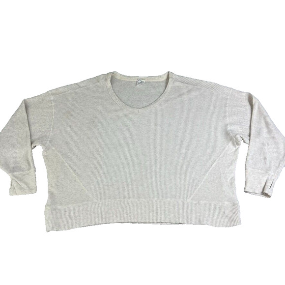 Offline by Aerie Pullover Sweatshirt Womens Size L Cream V Neck Cropped Cotton - Picture 1 of 9